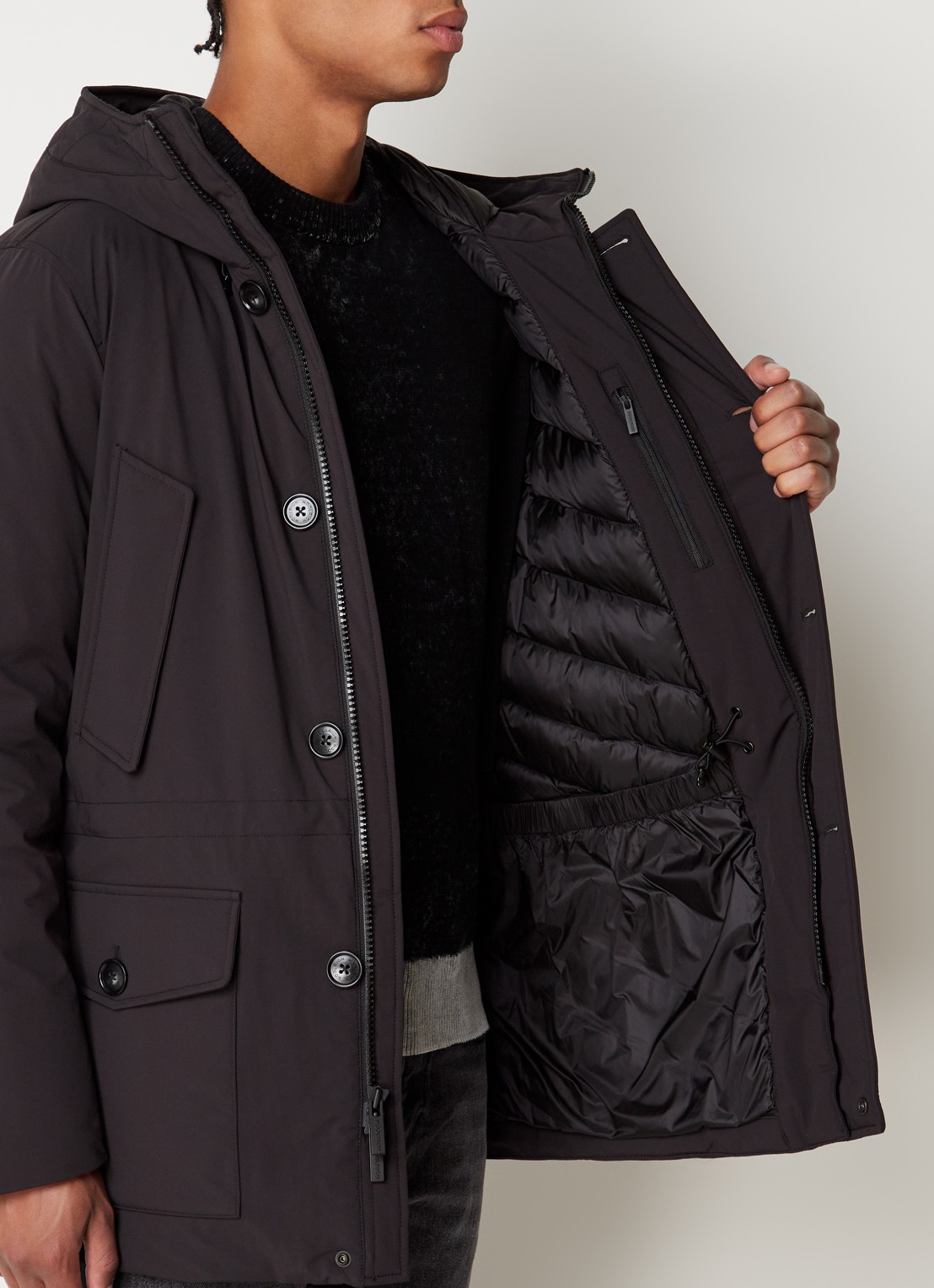 Woolrich Artic parka met donsvulling en klepzakken - detail 3 zwart