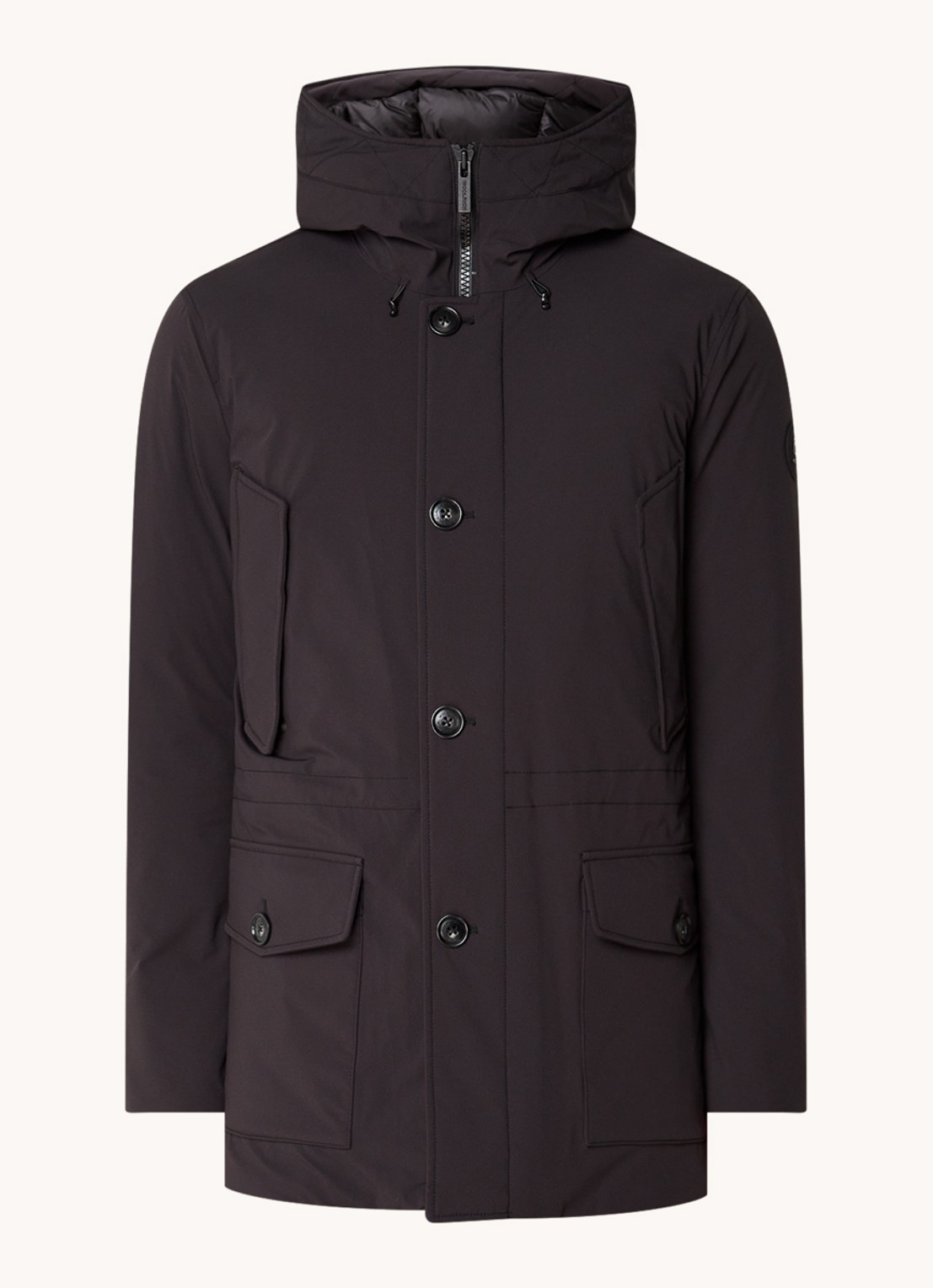 Woolrich Artic parka met donsvulling en klepzakken - voorkant 4 zwart