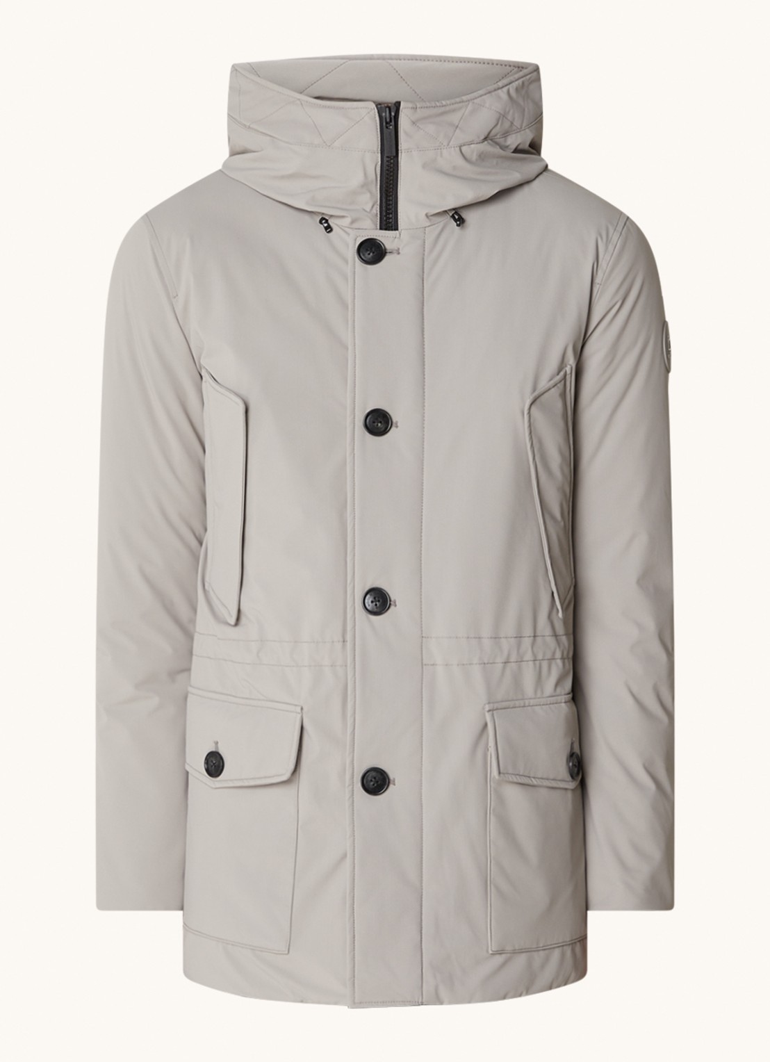 Woolrich Artic parka met donsvulling en klepzakken - voorkant 4 donkerbeige