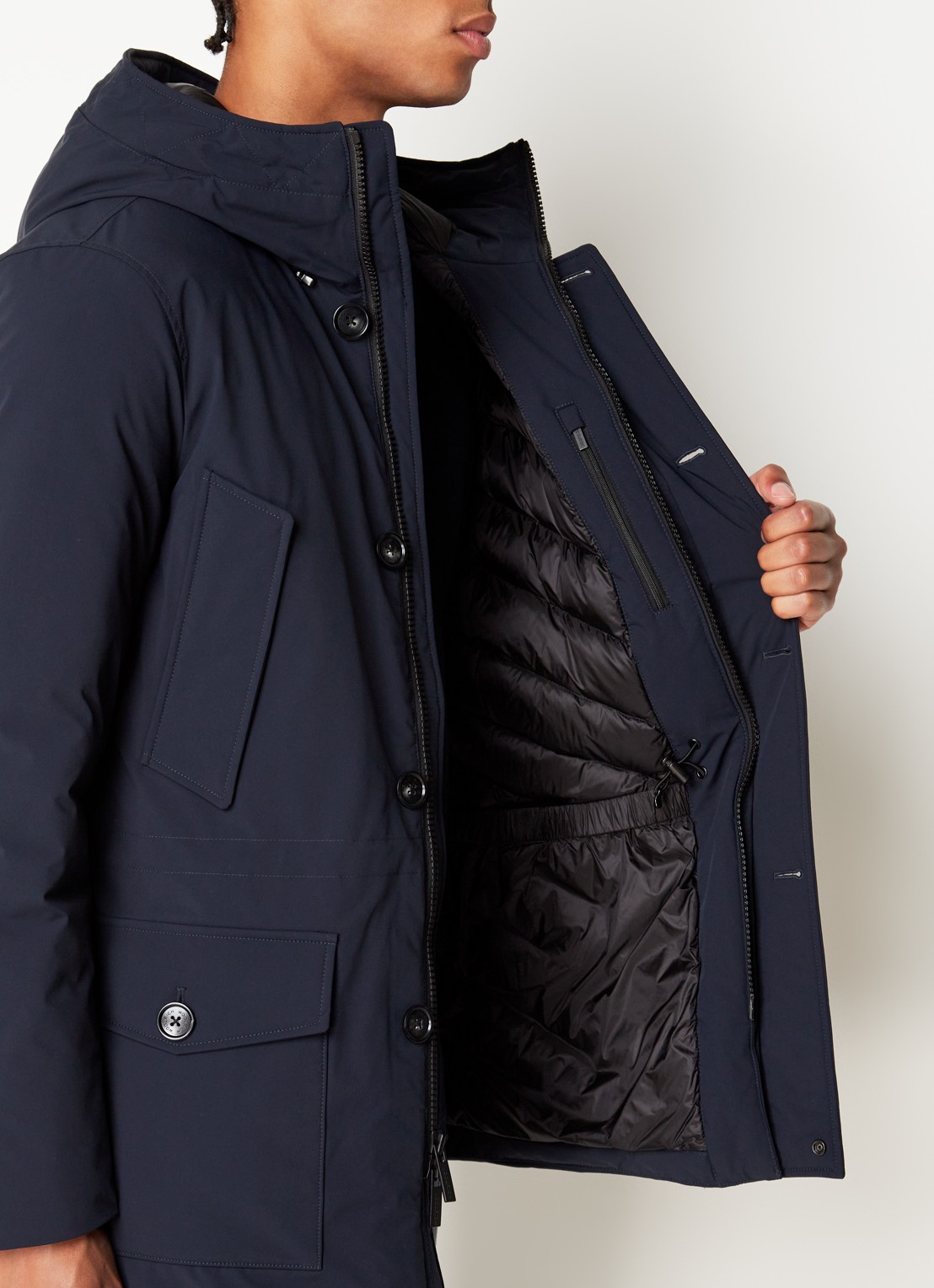 Woolrich Artic parka met donsvulling en klepzakken - detail 3 blauw