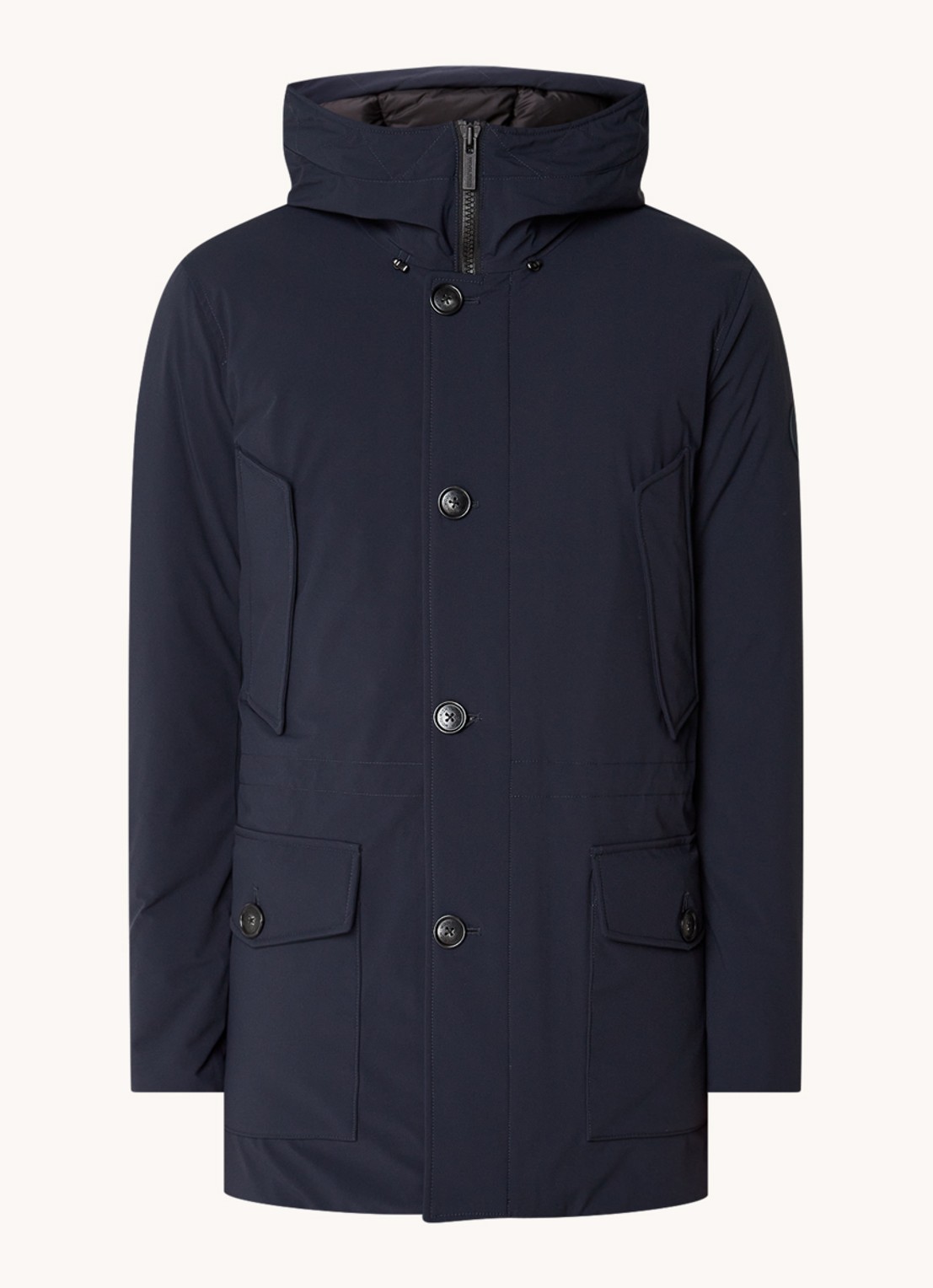 Woolrich Artic parka met donsvulling en klepzakken - voorkant 4 blauw