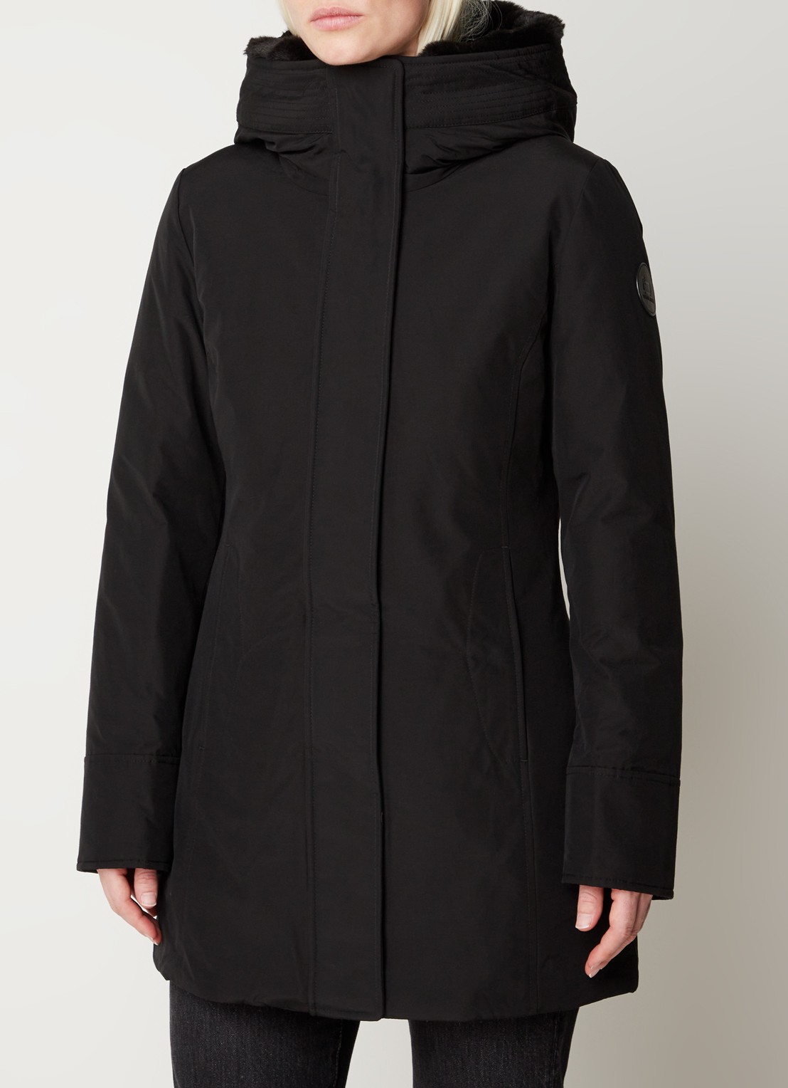 Woolrich Boulder gewatteerde jas met capuchon en steekzakken - detail 3 zwart