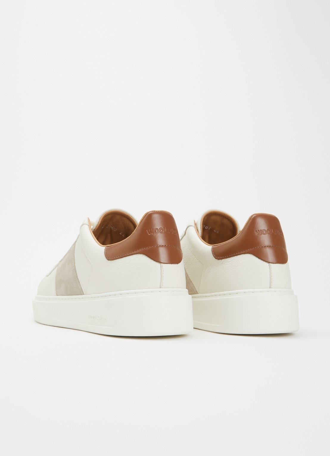 Woolrich Classic Court sneaker van leer met details van suède - achterkant 4 gebroken wit