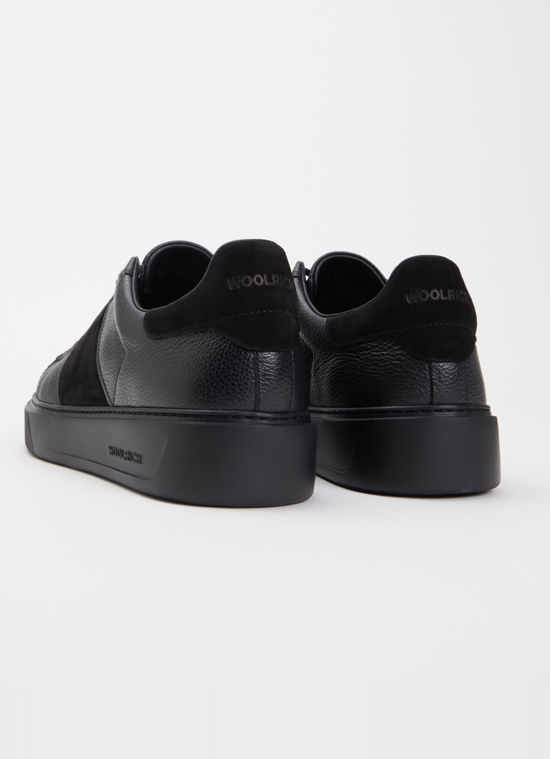Woolrich Classic Court sneaker van leer met details van suède  - achterkant 2 zwart