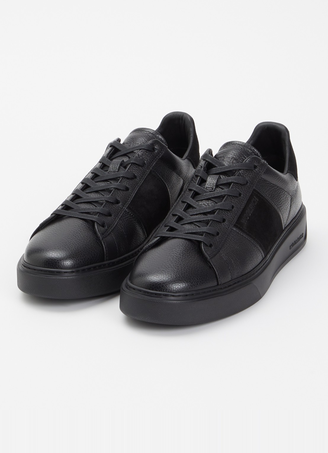 Woolrich Classic Court sneaker van leer met details van suède  - detail 3 zwart