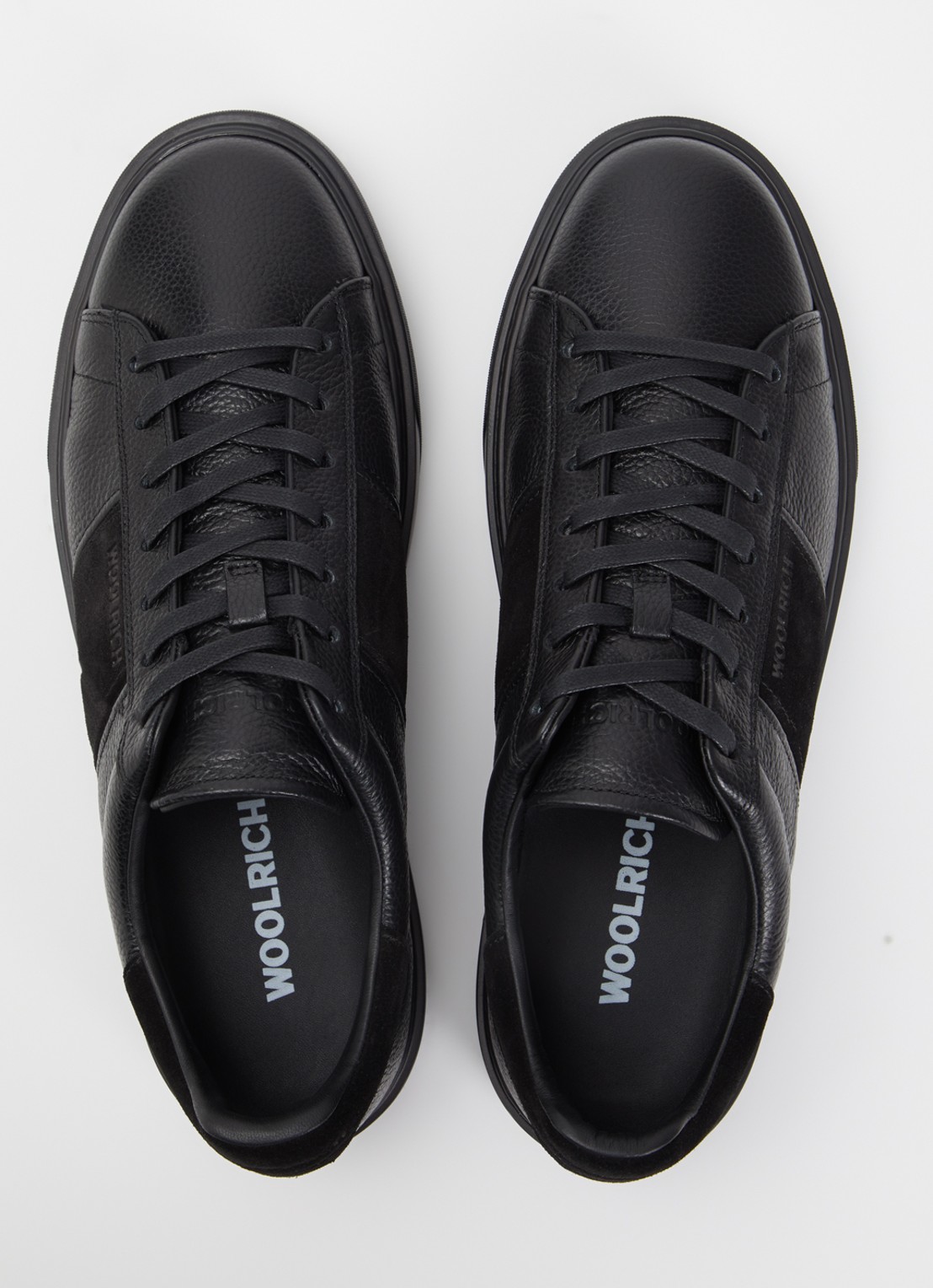 Woolrich Classic Court sneaker van leer met details van suède  - detail 4 zwart