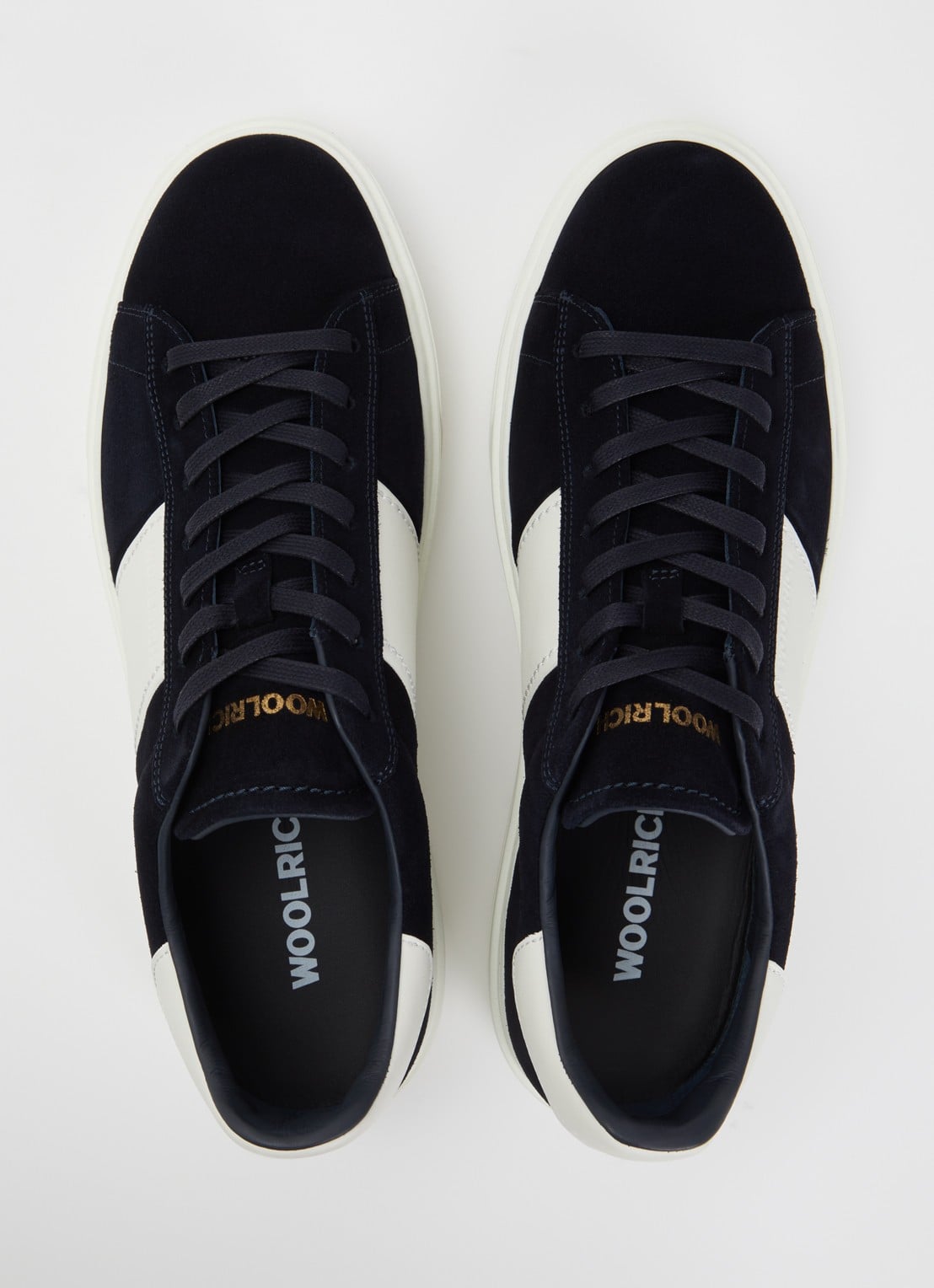 Woolrich Classic Court sneaker van suède met details van kalfsleer  - detail 3 donkerblauw