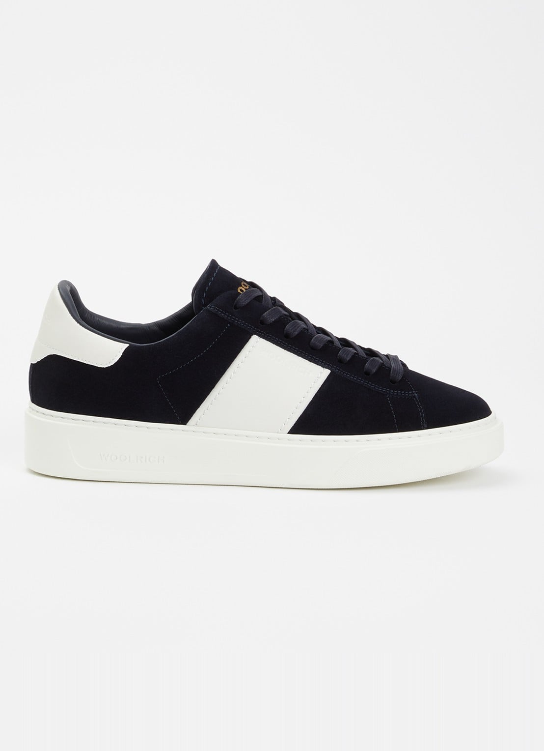 Woolrich Classic Court sneaker van suède met details van kalfsleer  - voorkant 5 donkerblauw