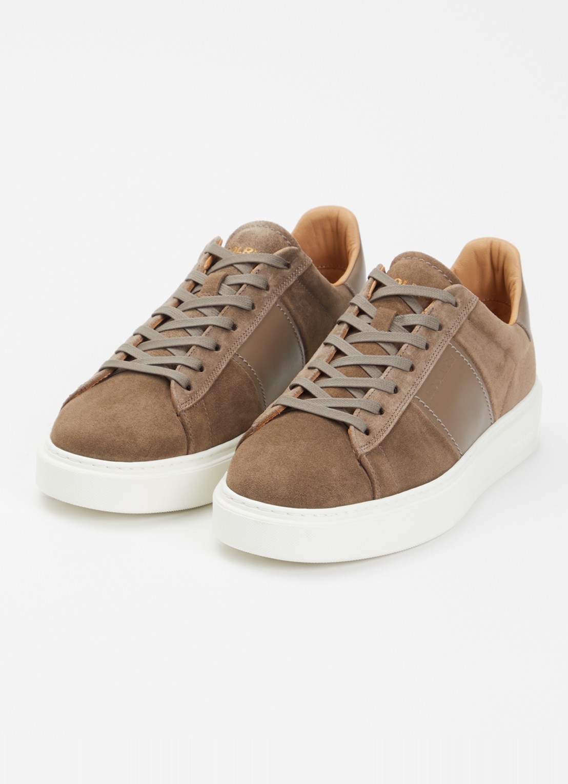 Woolrich Classic Court sneaker van suède met details van kalfsleer  - detail 3 lichtbruin