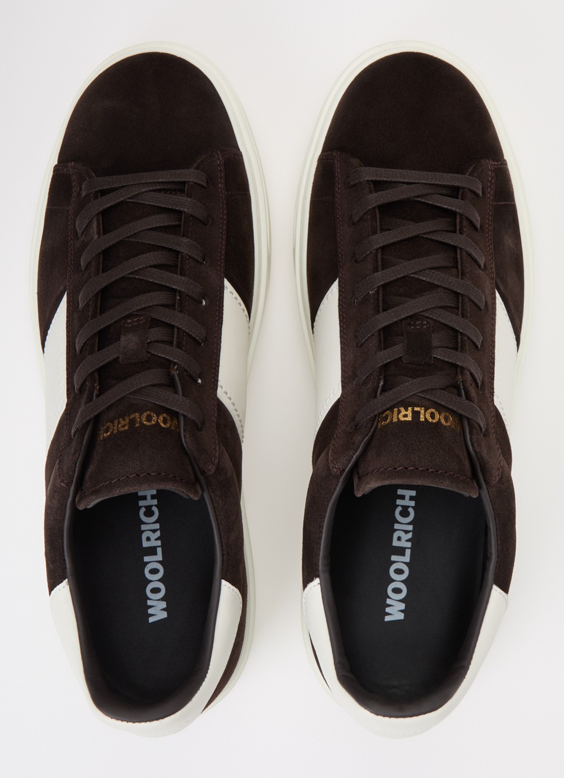 Woolrich Classic Court sneaker van suède met details van kalfsleer  - detail 2 donkerbruin