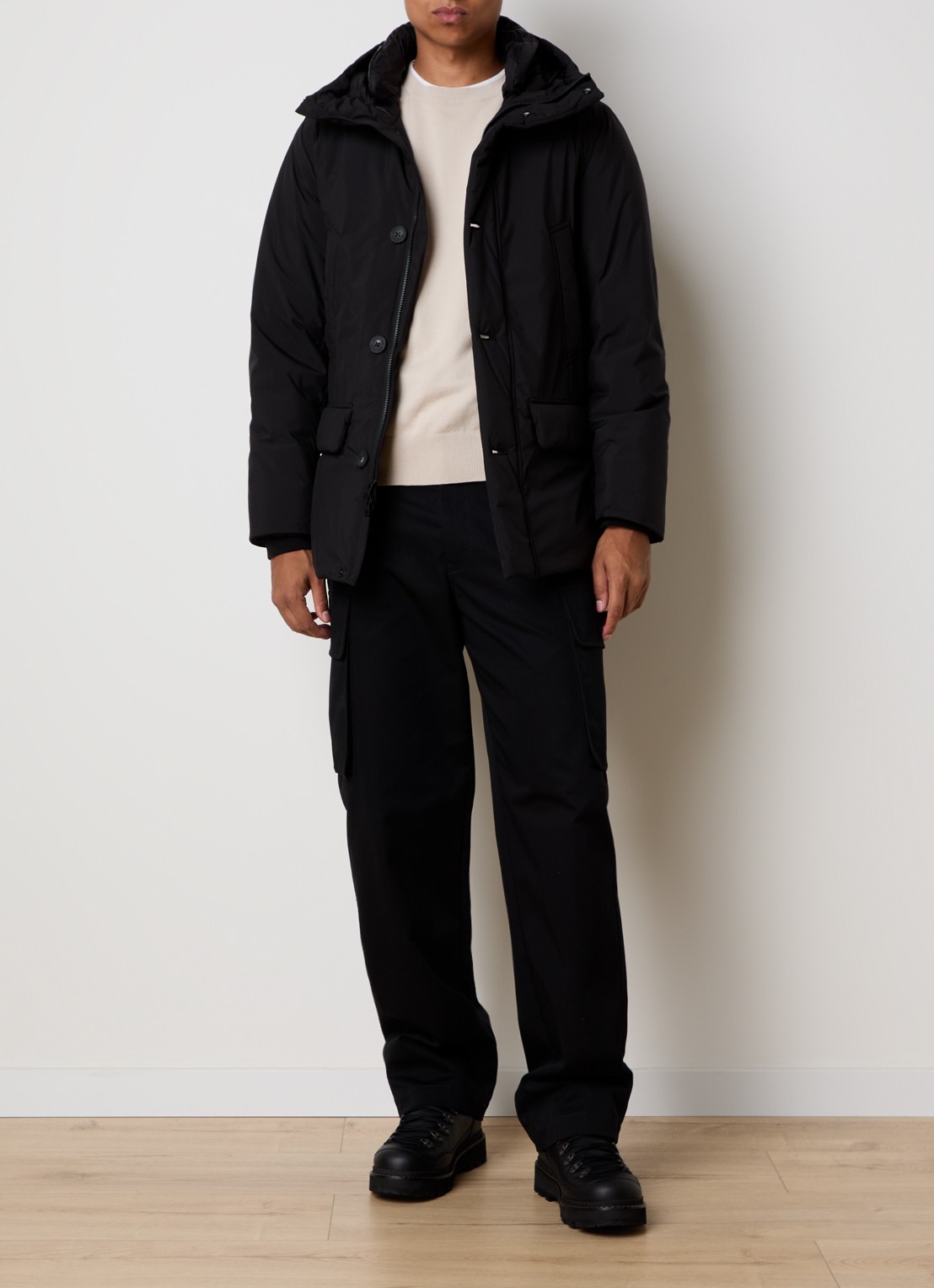 Woolrich Cloud Arctic gewatteerde parka met donsvulling en waterafstotende coating - voorkant 2 zwart