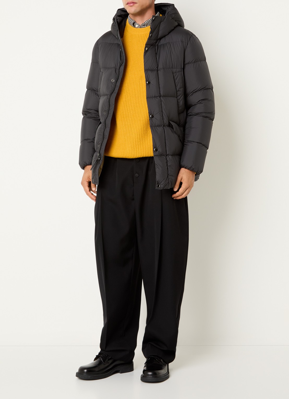 Woolrich Cloud Davis parka met donsvulling en capuchon - voorkant 3 donkergrijs