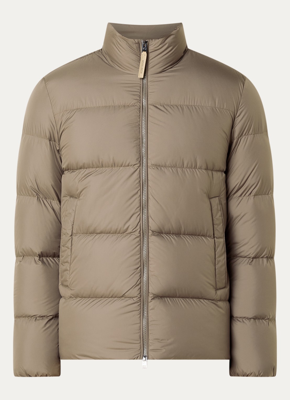 Woolrich Cloud Eagle puffer jack met donsvulling en steekzakken - voorkant 3 taupe