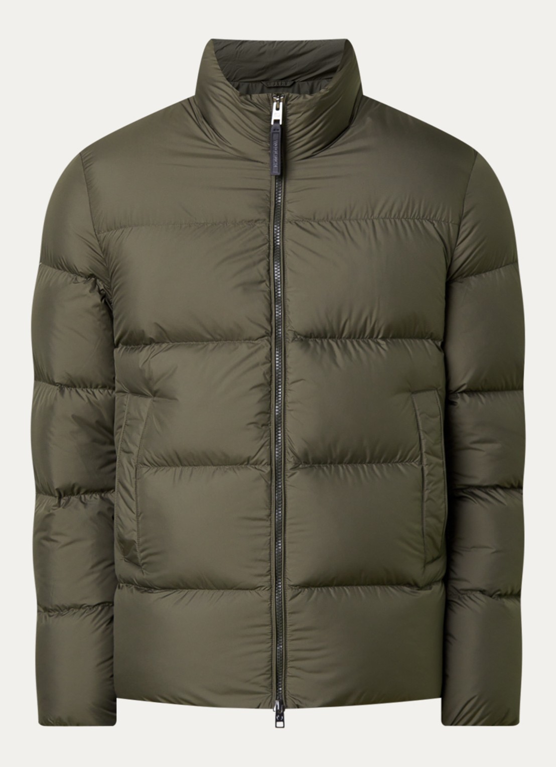 Woolrich Cloud Eagle puffer jack met donsvulling en steekzakken - voorkant 4 donkergroen