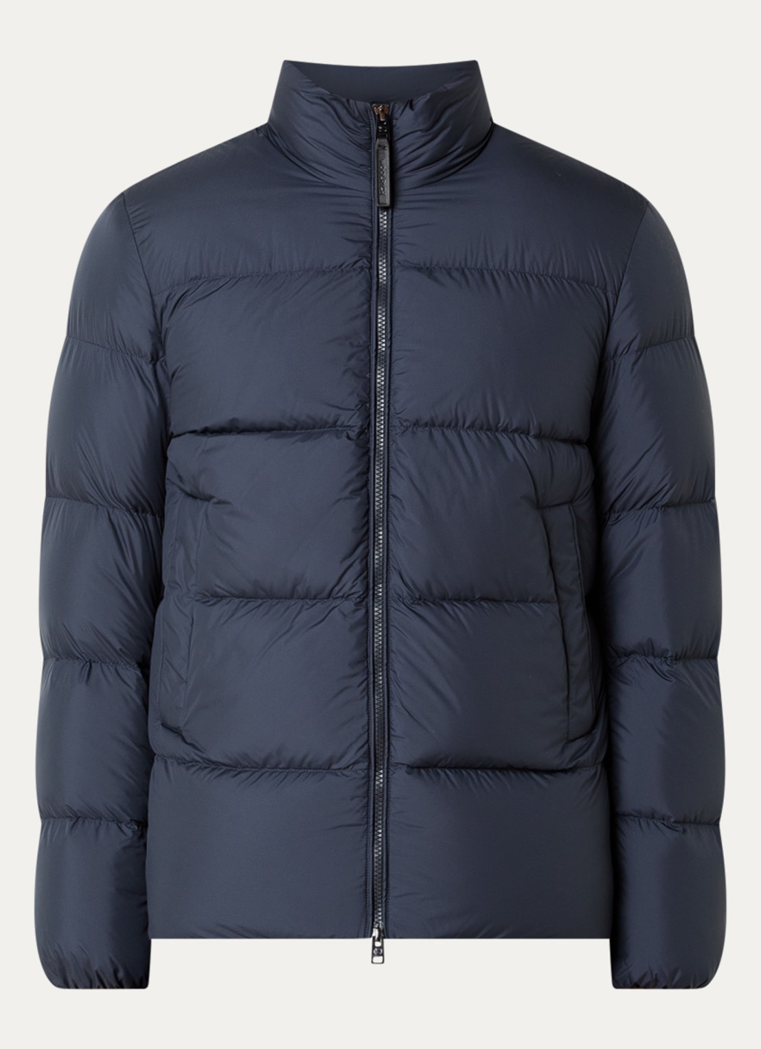 Woolrich Cloud Eagle puffer jack met donsvulling en steekzakken - voorkant 2 donkerblauw