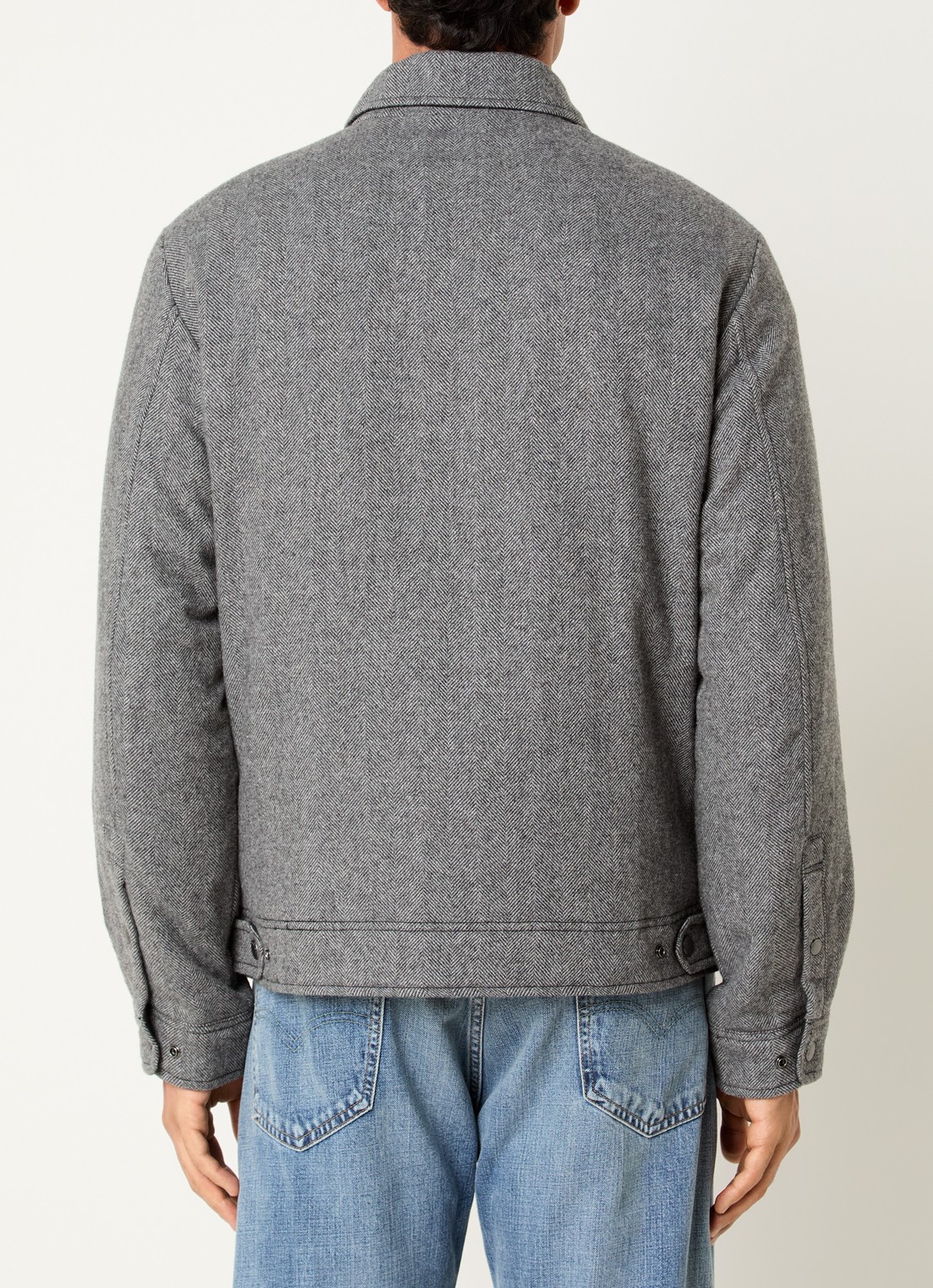 Woolrich Gewatteerd overshirt in wolblend met print - achterkant 4 grijsmele