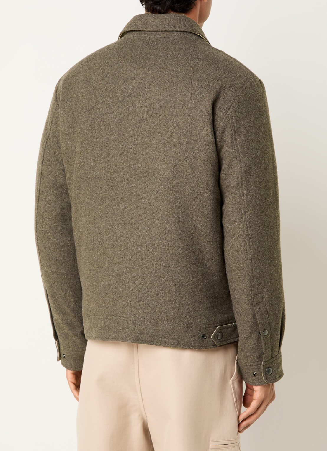 Woolrich Gewatteerd overshirt in wolblend met steekzakken - achterkant 4 taupe