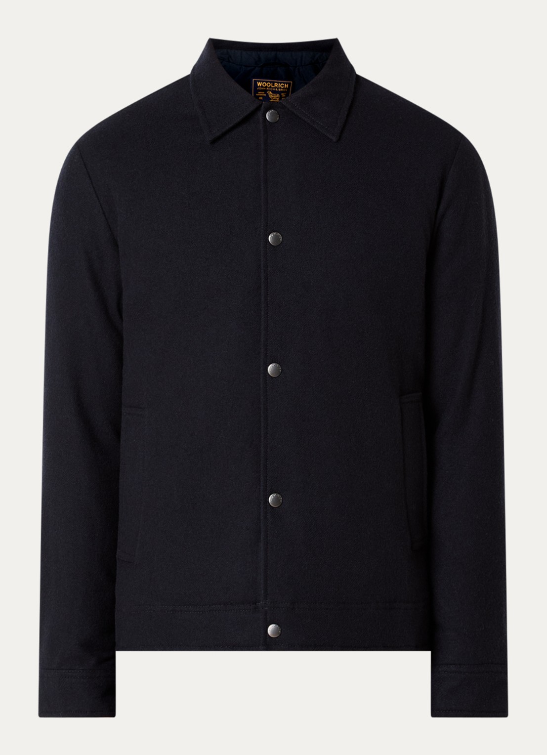 Woolrich Gewatteerd overshirt in wolblend met steekzakken - voorkant 3 donkerblauw