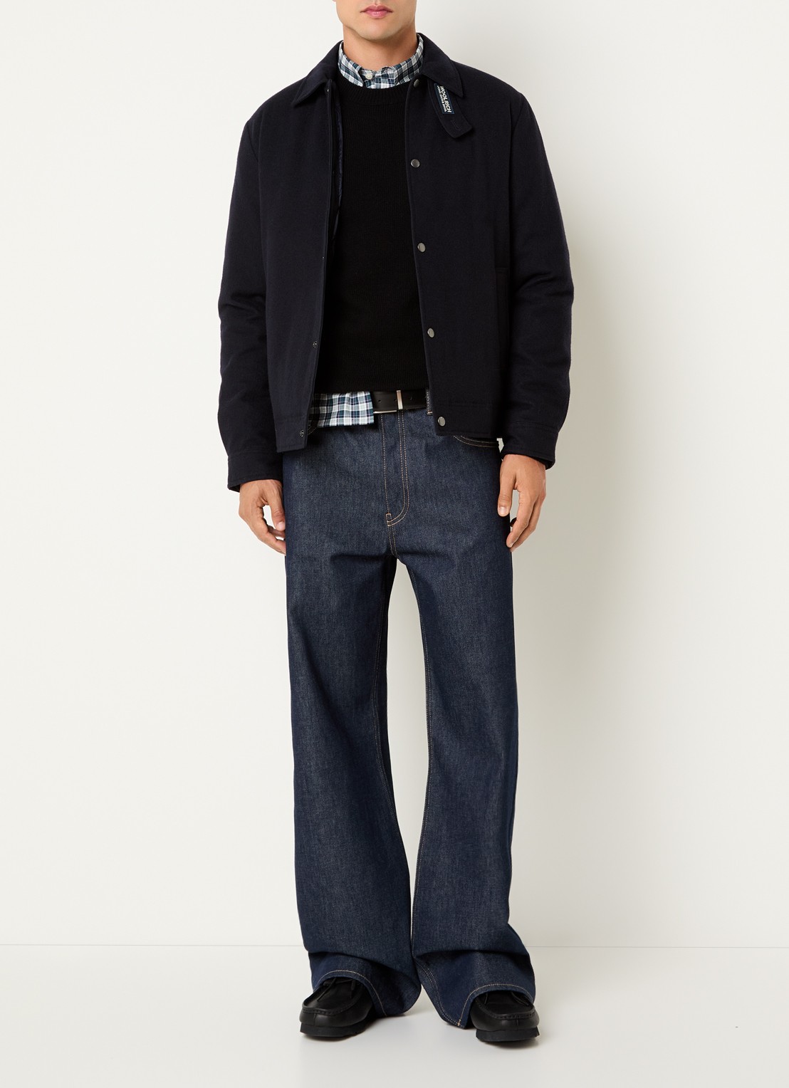 Woolrich Gewatteerd overshirt in wolblend met steekzakken - voorkant 4 donkerblauw