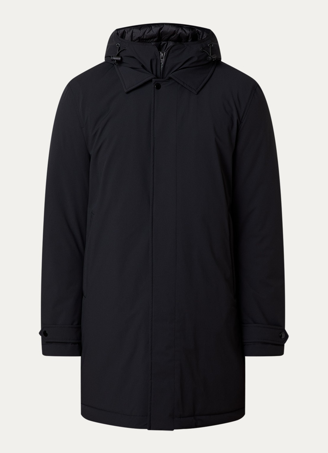 Woolrich Gewatteerde parka met afneembare capuchon - voorkant 4 zwart