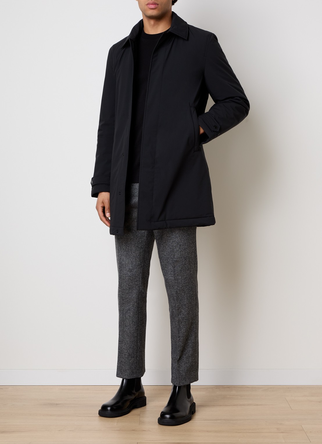 Woolrich Gewatteerde parka met afneembare capuchon - voorkant 5 zwart