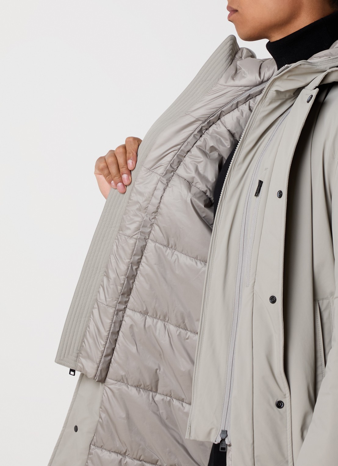 Woolrich Gewatteerde parka met afneembare capuchon - detail 3 grijs