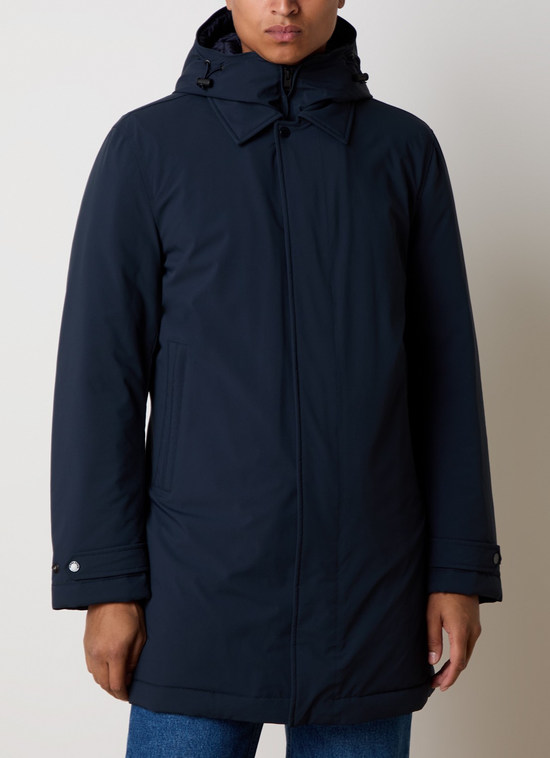 Woolrich Gewatteerde parka met afneembare capuchon - detail 4 donkerblauw