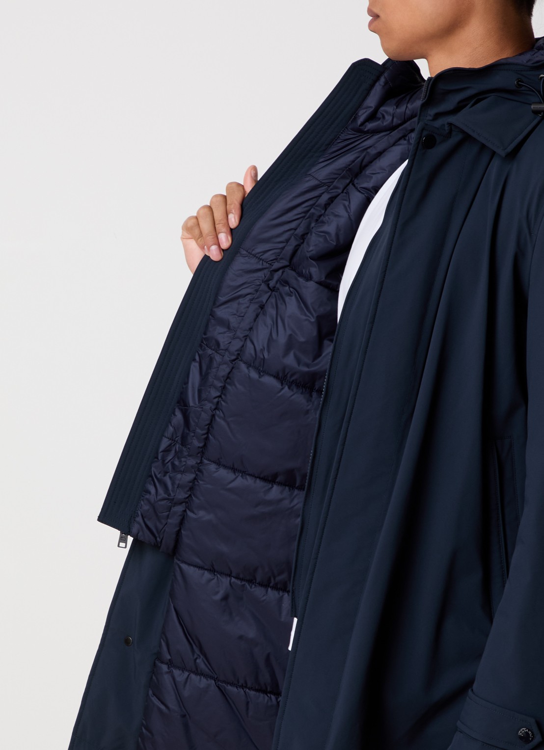 Woolrich Gewatteerde parka met afneembare capuchon - detail 6 donkerblauw