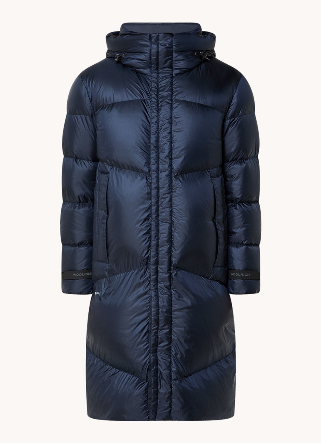 Woolrich Gewatteerde parka met donsvulling en capuchon - voorkant donkerblauw