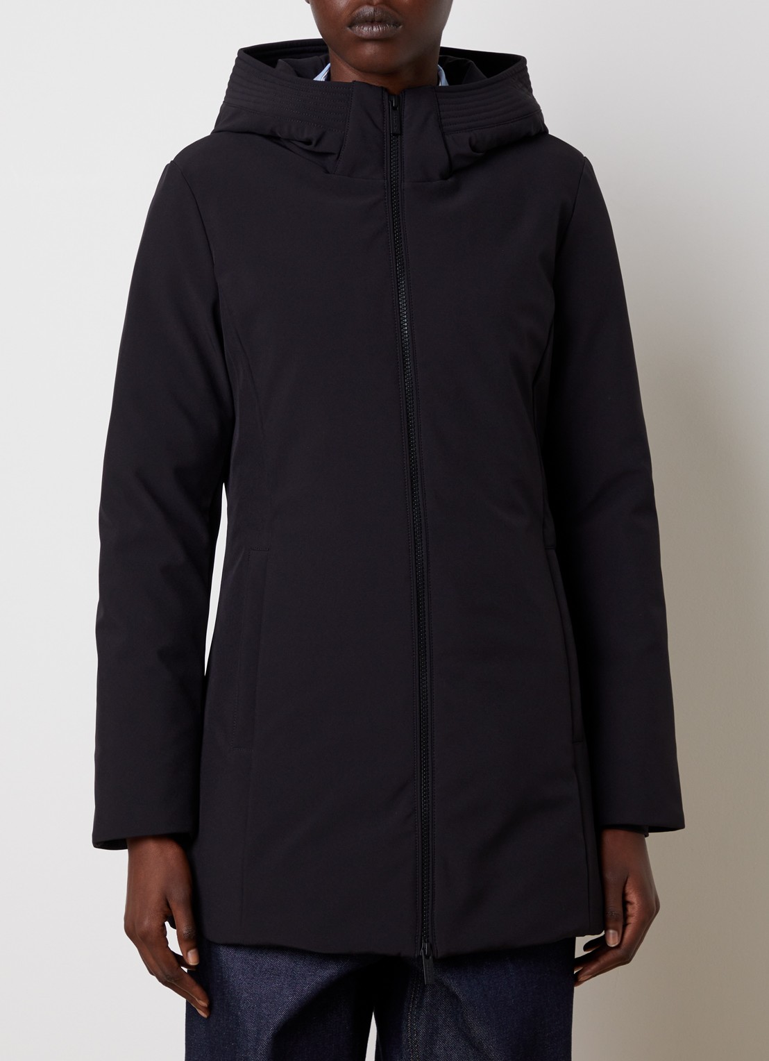 Woolrich Gewatteerde parka met donsvulling en steekzakken - detail zwart