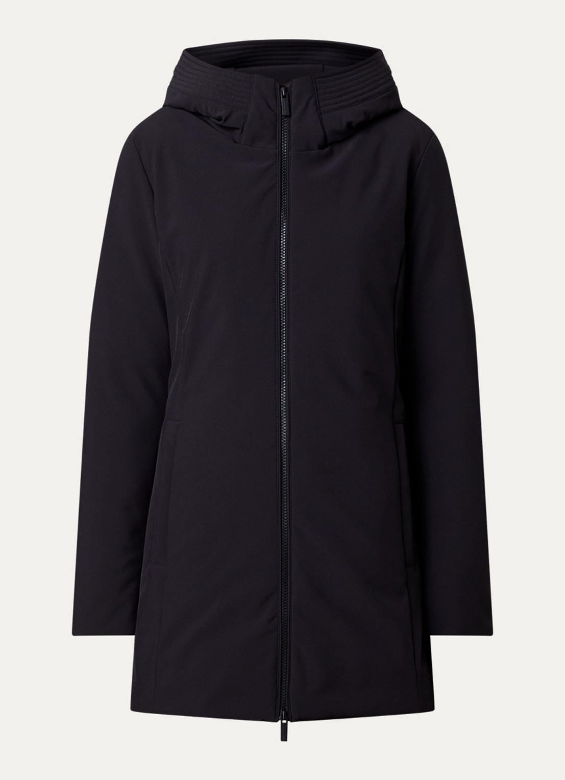 Woolrich Gewatteerde parka met donsvulling en steekzakken - voorkant 4 zwart