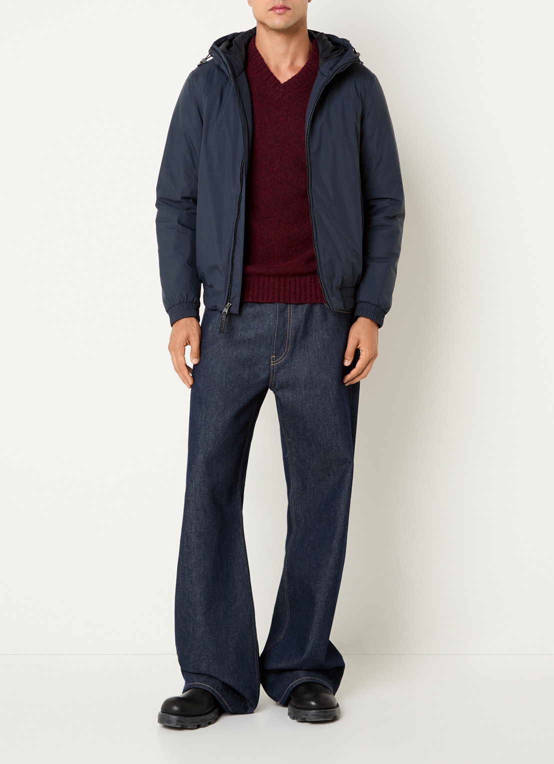 Woolrich Jack met capuchon en waterafstotende coating - voorkant 3 donkerblauw