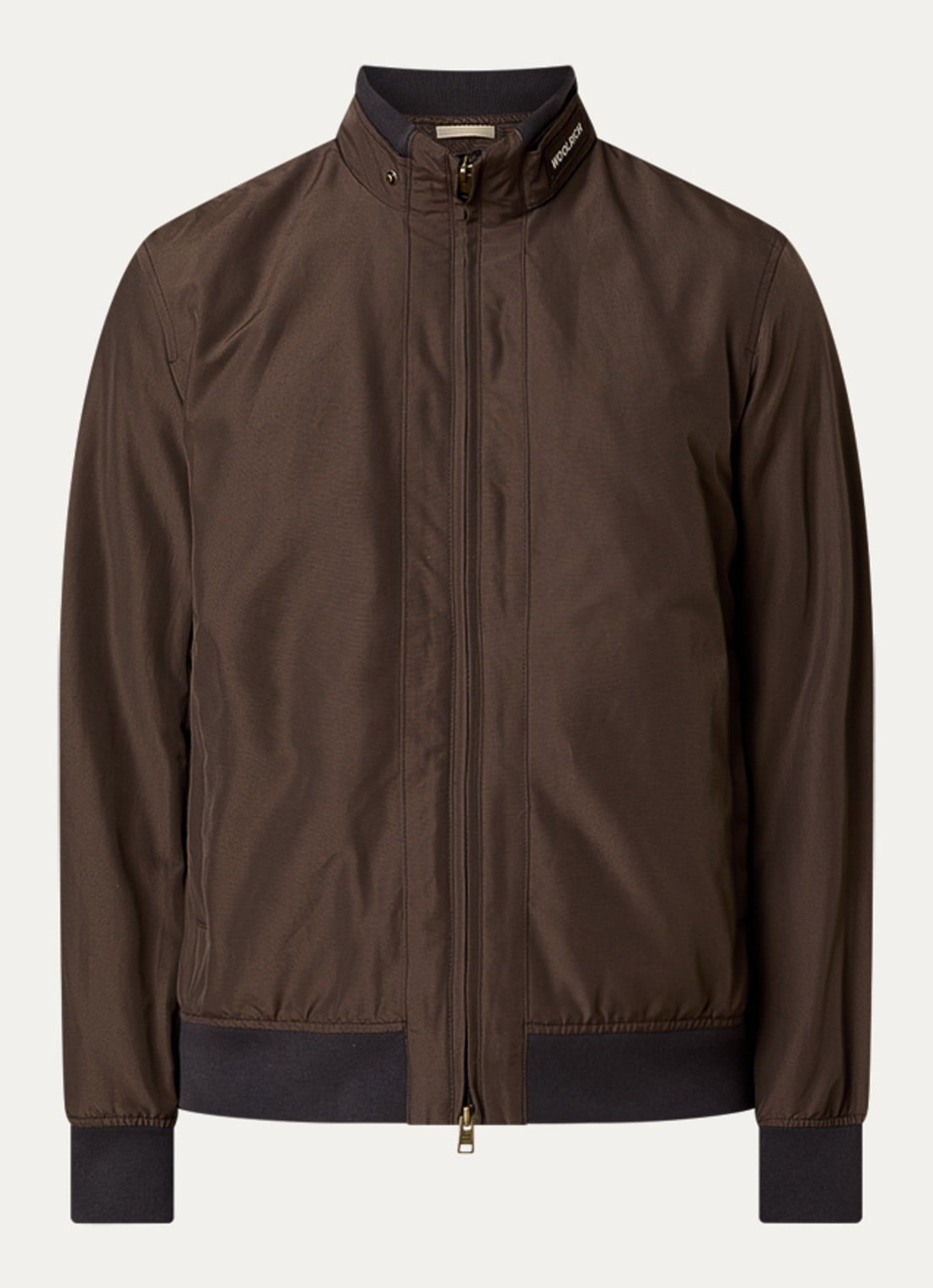 Woolrich Jack met logo en steekzakken - voorkant lichtbruin
