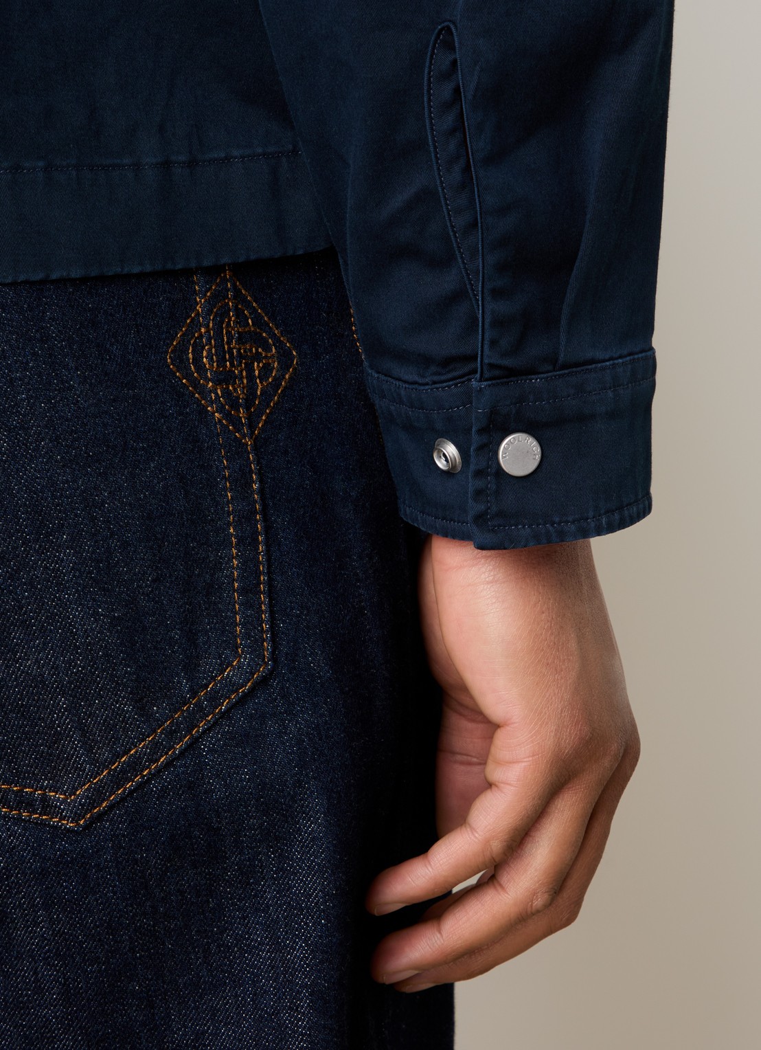 Woolrich Jack met steekzakken - detail 5 donkerblauw
