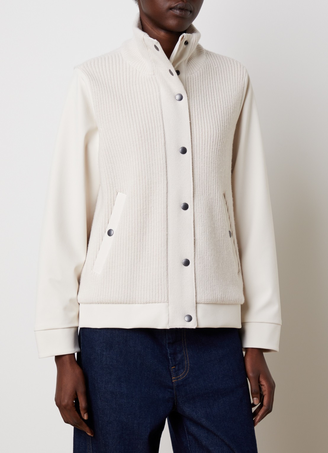 Woolrich Jack van wol met steekzakken - detail gebroken wit