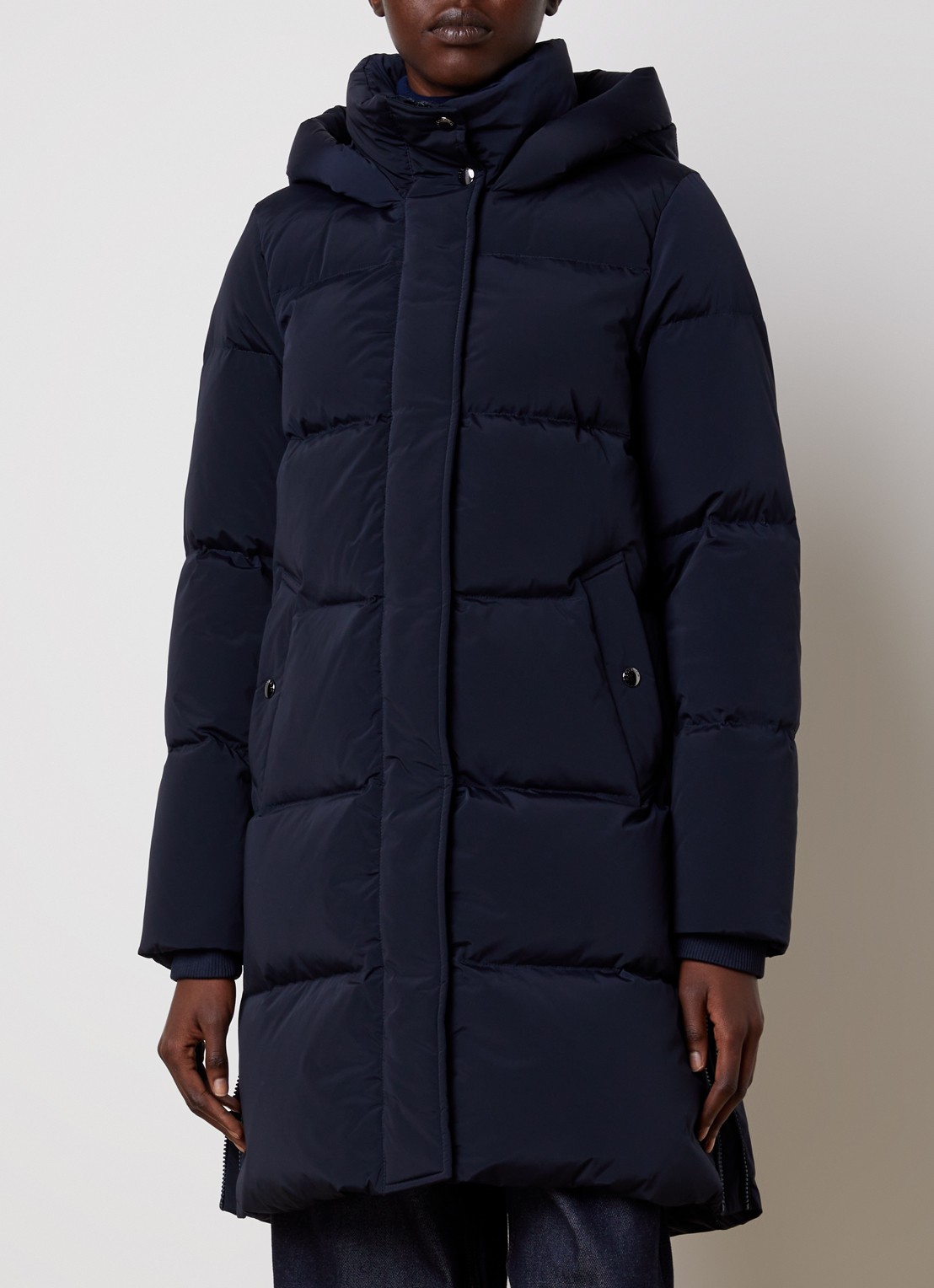 Woolrich Kelly gewatteerde parka met donsvulling en steekzakken - detail donkerblauw