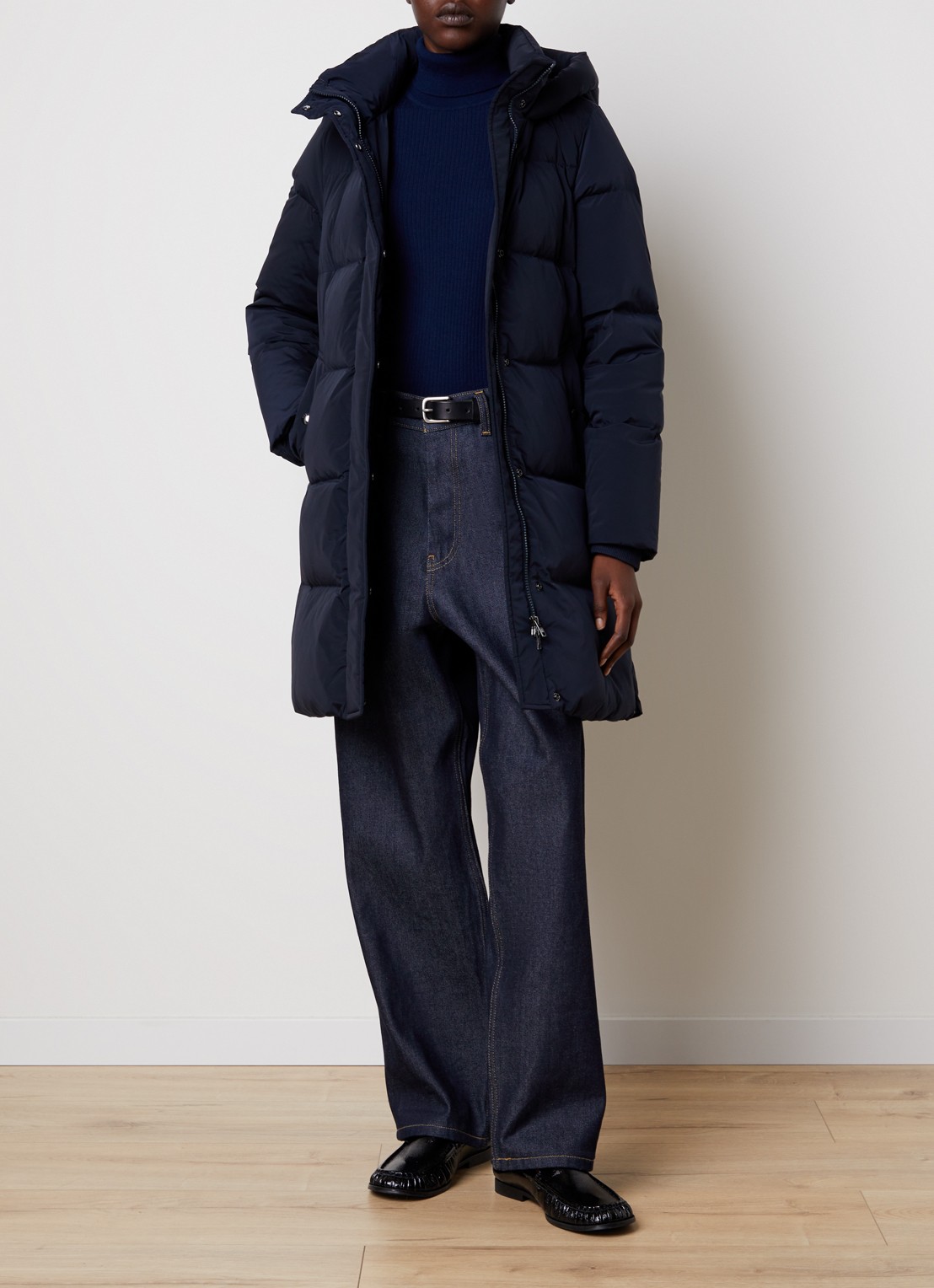 Woolrich Kelly gewatteerde parka met donsvulling en steekzakken - voorkant 5 donkerblauw
