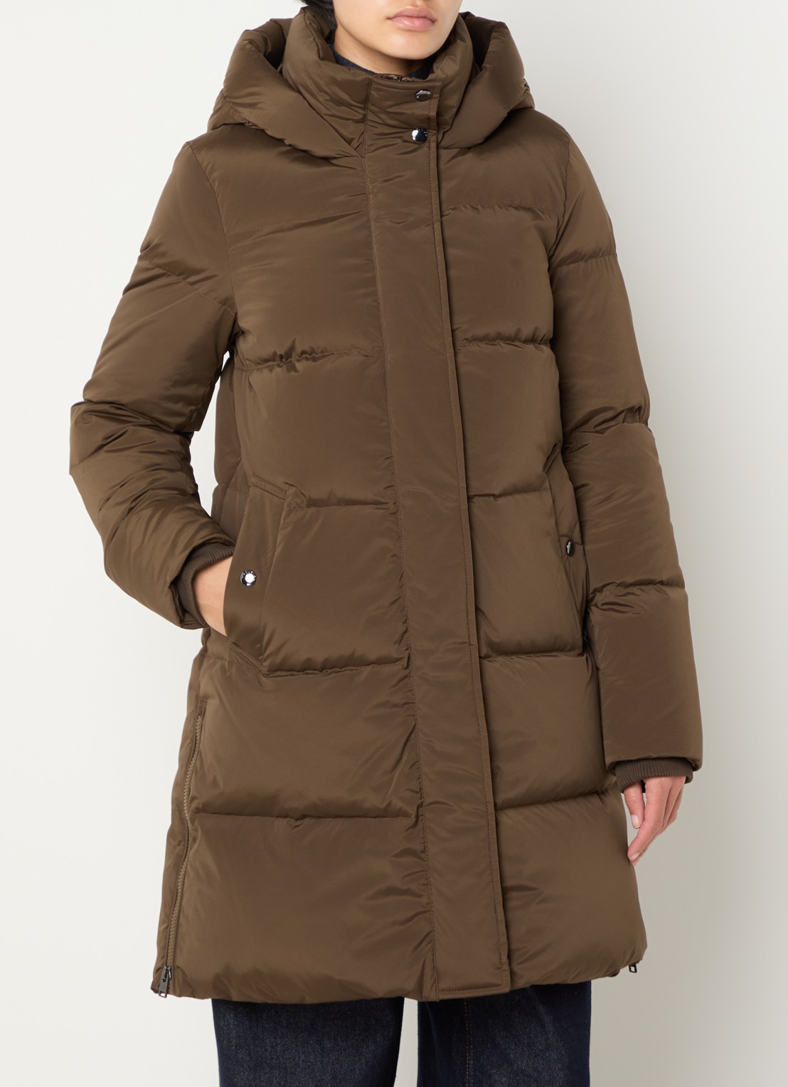 Woolrich Kelly puffer jack met donsvulling en steekzakken - detail bruin