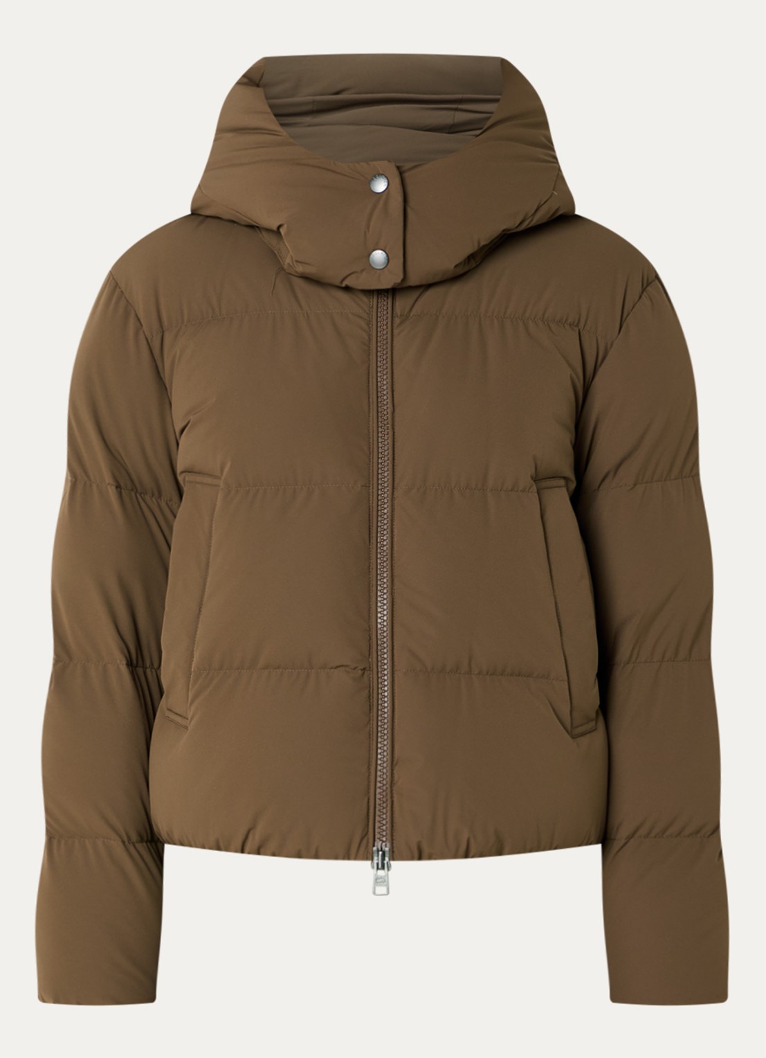 Woolrich Madison gewatteerde jas met donsvulling - voorkant 2 chocoladebruin