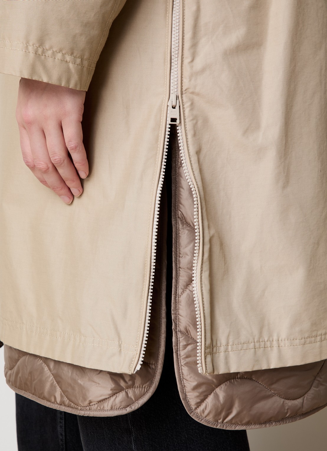 Woolrich Mantel met steekzakken en uitneembare voering - detail 3 beige