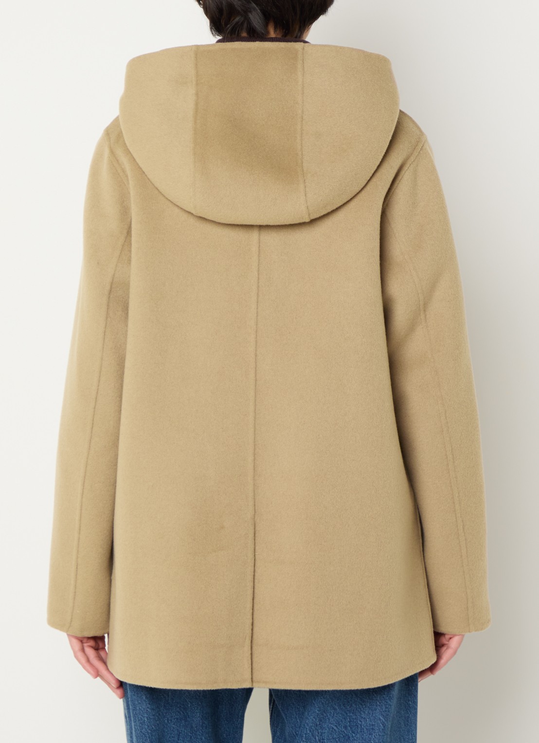 Woolrich Mantel van scheerwol met opgestikte zakken - achterkant zand