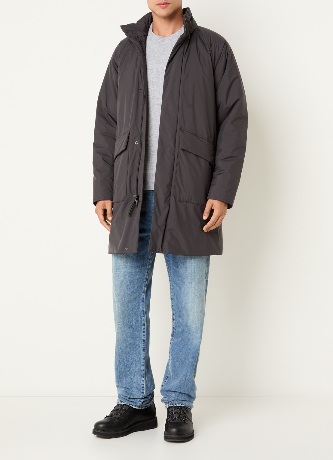 Woolrich Micro gewatteerde parka met opgestikte zakken - voorkant 3 donkergrijs