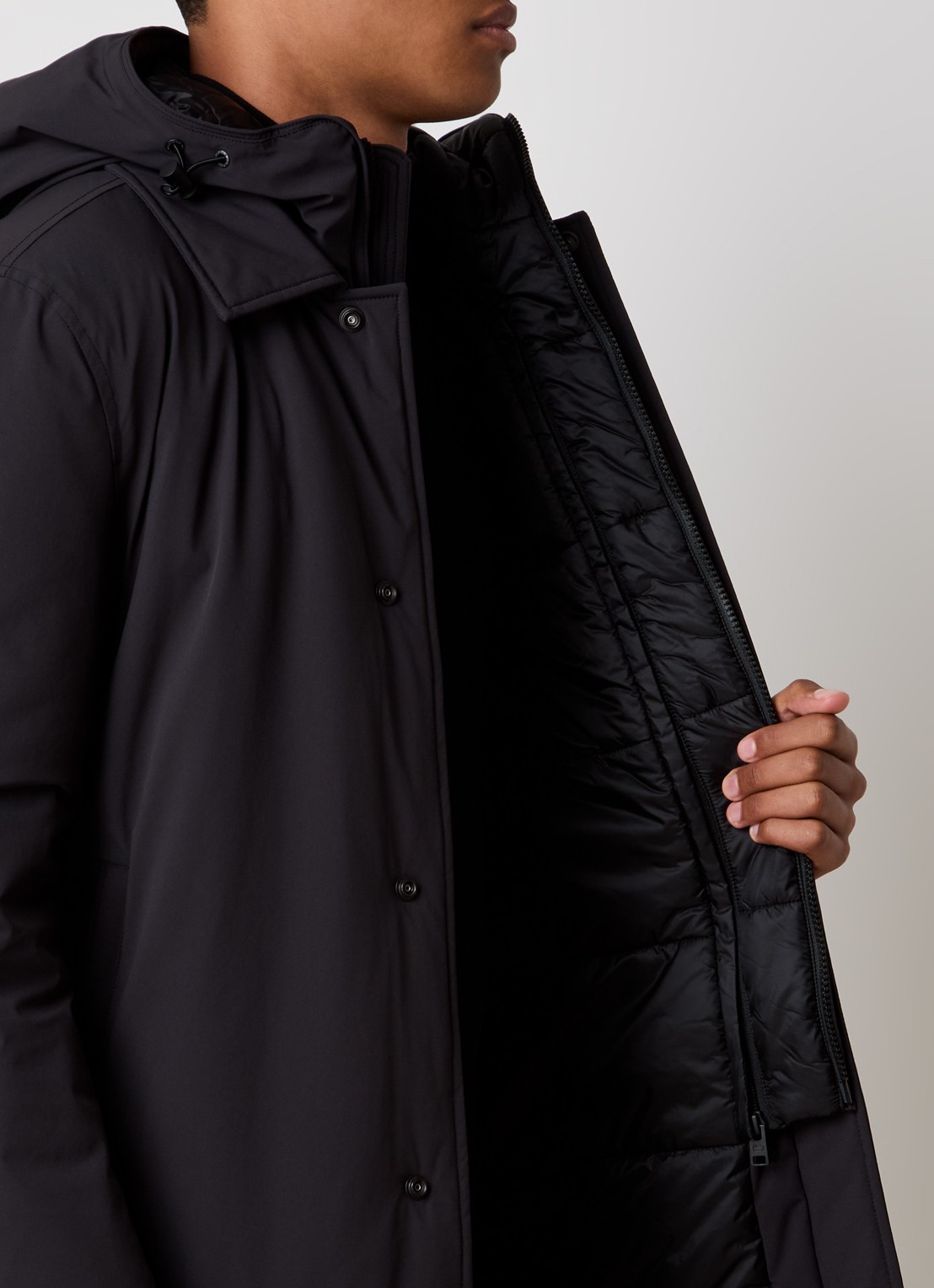 Woolrich Parka met capuchon en ritszakken - detail 3 zwart