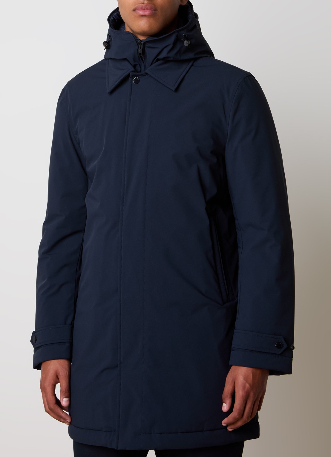 Woolrich Parka met capuchon en ritszakken - detail 4 donkerblauw