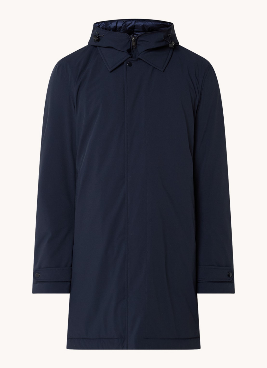 Woolrich Parka met capuchon en ritszakken - voorkant 2 donkerblauw