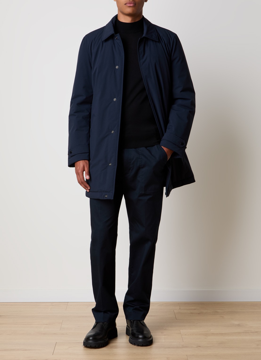 Woolrich Parka met capuchon en ritszakken - voorkant 3 donkerblauw