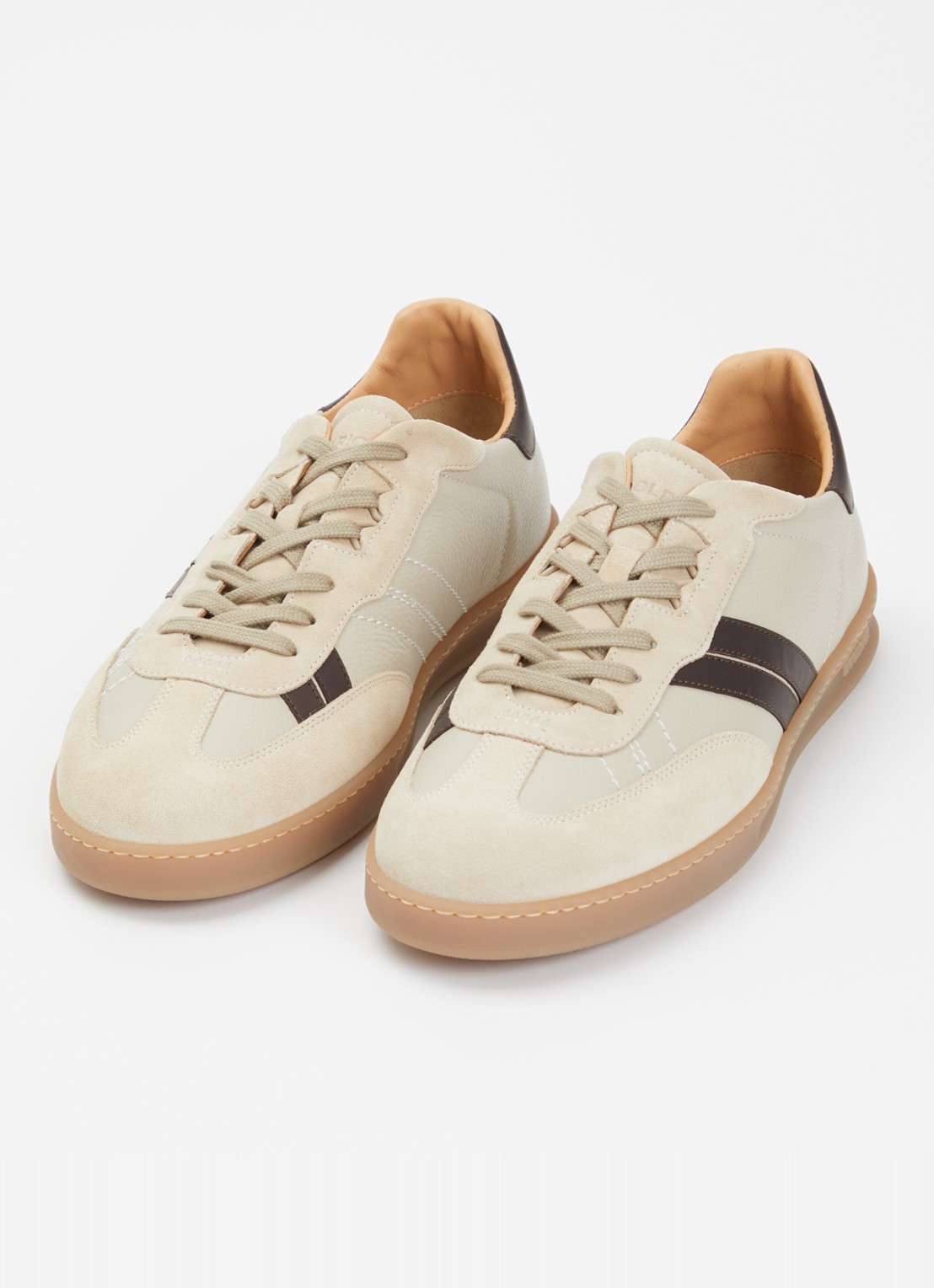 Woolrich Samba sneaker van leer met details van suède - detail beige