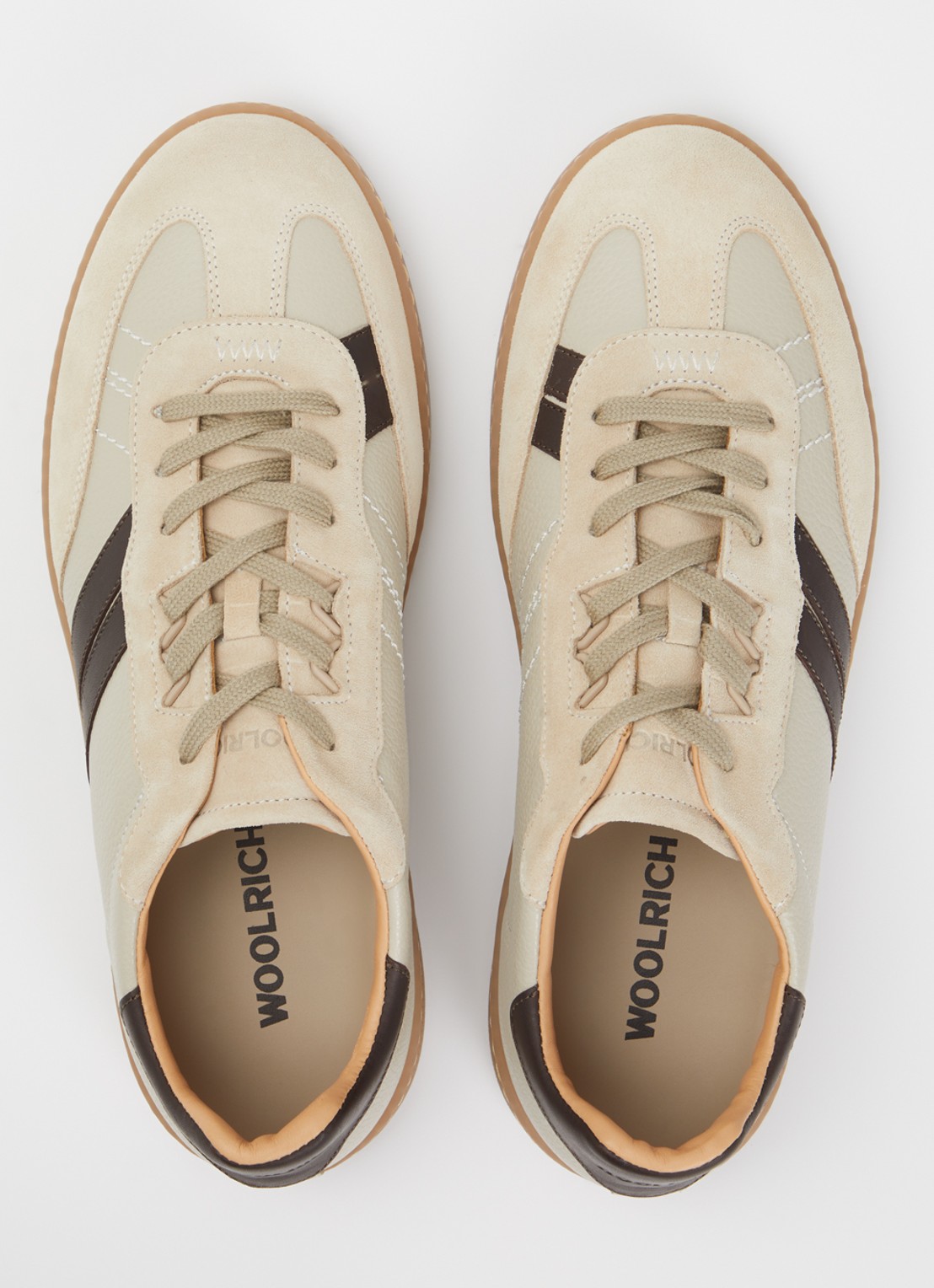 Woolrich Samba sneaker van leer met details van suède - detail 2 beige