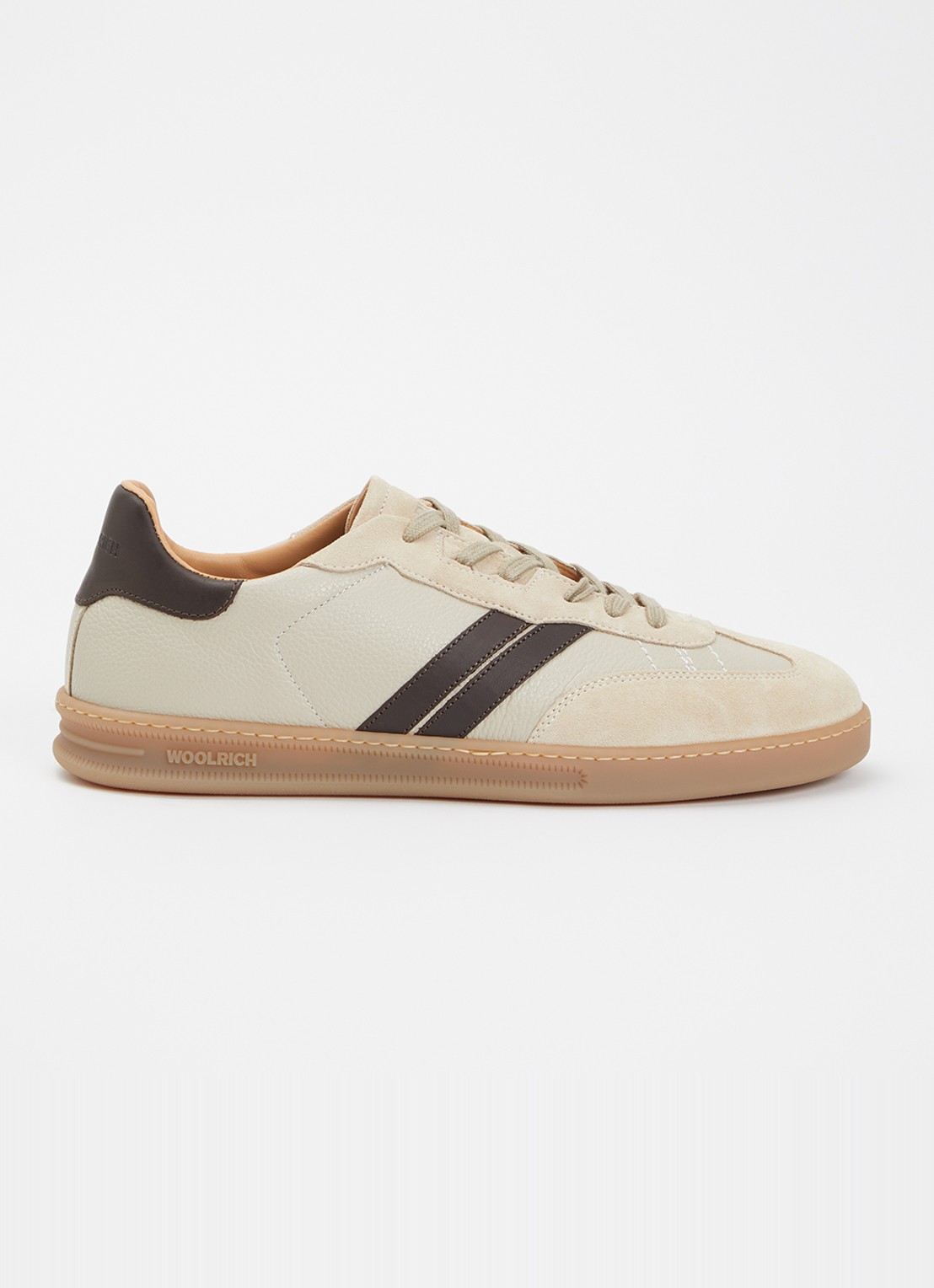Woolrich Samba sneaker van leer met details van suède - voorkant 5 beige