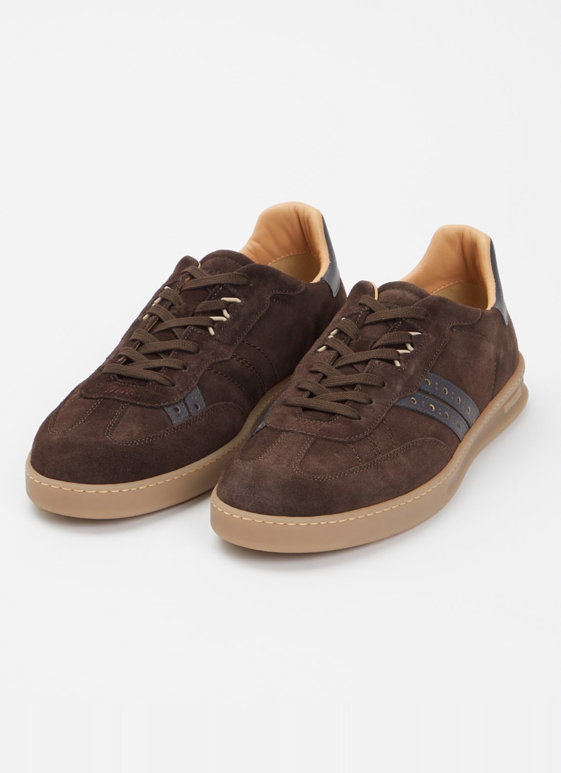 Woolrich Samba sneaker van suède met details van leer  - detail 2 donkerbeige